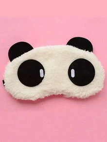 1pc Creative Cute Expression Panda Eye Mask Plush Sleep Eye Mask Rest Travel Eyepatch Cover - Black and White - View 2