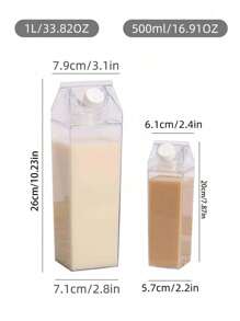 1 Miếng 500ml/1000ml Trong sáng Hộp sữa Nước Chai Chống rò rỉ Dễ thương Hình vuông Có thể mang đi Nước ép Chai Đối với Ngoài trời Thể thao Du lịch Cắm trại Trường học Hoạt động - Trong sáng - Xem 5