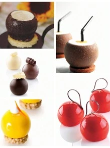 1pc 3D Ball Shape Silicone Mold For Baking Non-Stick Easy Release White Sphere Baking Mold For Mousse Cake Fondant Sugarcraft Dessert Pastry Tools