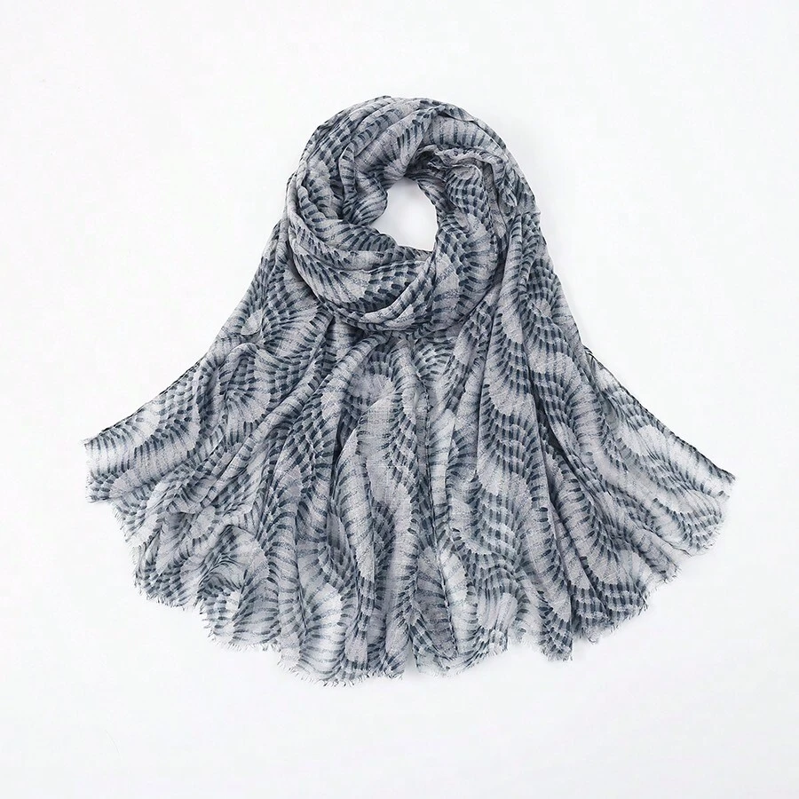 1條女式時尚薄款幾何圖案流蘇圍巾,多種顏色可選,春夏防曬披肩 - 款式A - 查看 1