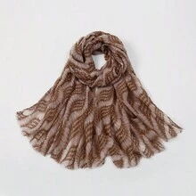 1條女式時尚薄款幾何圖案流蘇圍巾,多種顏色可選,春夏防曬披肩 - 款式A - 查看 3