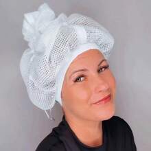 1pc Gorro de red para secar cabello rizado con secador - Blanco - Ver 9