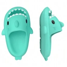 儿童鲨鱼云拖鞋幼儿男孩女孩可爱淋浴拖鞋鲨鱼凉鞋海滩泳池速干 - 薄荷綠 - 查看 4