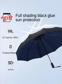 1pc Windproof Anti-Uv Automatic Umbrella With Reinforced 10 Ribs For School,Office,Household,Travel - Multicolor - View 1