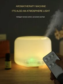 1pc 500ml Remote Control Colorful Light Essential Oil Diffuser, Ultrasonic Humidifier, Quiet Air Purifier For Car And Home - White - View 7