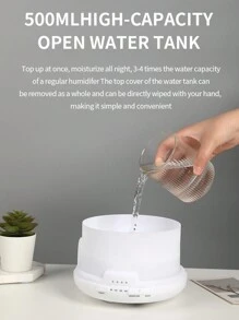 1pc 500ml Remote Control Colorful Light Essential Oil Diffuser, Ultrasonic Humidifier, Quiet Air Purifier For Car And Home - White - View 11