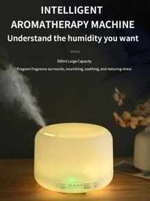 1pc 500ml Remote Control Colorful Light Essential Oil Diffuser, Ultrasonic Humidifier, Quiet Air Purifier For Car And Home - White - View 1