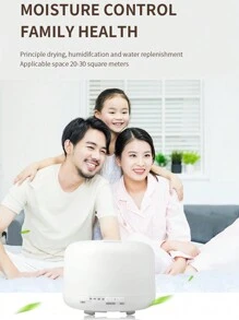 1pc 500ml Remote Control Colorful Light Essential Oil Diffuser, Ultrasonic Humidifier, Quiet Air Purifier For Car And Home - White - View 8