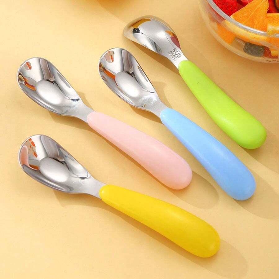 Stainless Steel Deepened Children's Spoon For Baby Feeding, Portable Cutlery Set With Storage Box For Kindergarten - Blue - View 1