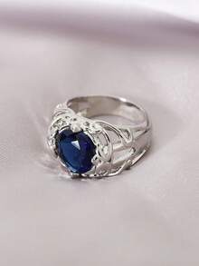 1 Miếng Nam Sang trọng Xanh Khối Zirconia  Làm Việc  Nhẫn cưới , Thích hợp Đối với Làm Việc  Thu nhận Và Cao-kết thúc Yến tiệc - Màu xanh lam - Xem 4