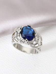 1 Miếng Nam Sang trọng Xanh Khối Zirconia  Làm Việc  Nhẫn cưới , Thích hợp Đối với Làm Việc  Thu nhận Và Cao-kết thúc Yến tiệc - Màu xanh lam - Xem 2