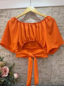 Women Tops - 橘色 - 查看 2
