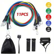 11 In 1 Multifunction Fitness Tension Rope 5-Tube Elastic Yoga Pedal Puller Resistance Band Tension Rope For Stretching Abdomen Training - Multicolor - View 8