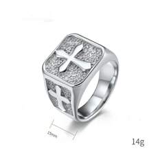 Simple Stainless Steel Cross Ring Hand Decoration Gift, Silver/Gold/Black