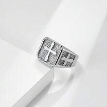 Simple Stainless Steel Cross Ring Hand Decoration Gift, Silver/Gold/Black