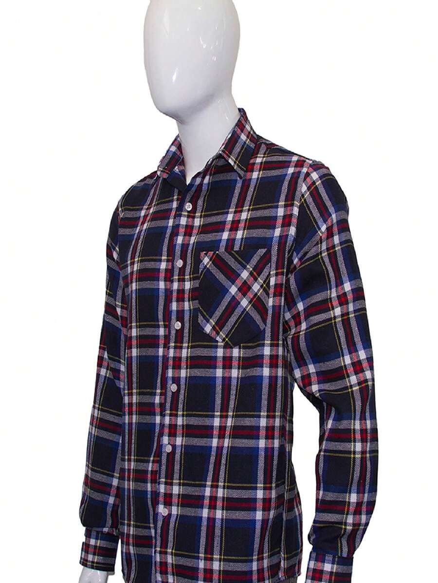 Camisa Flanela Xadrez Lenhador Masculina Manga Longa Fit - Preto - Visão 1