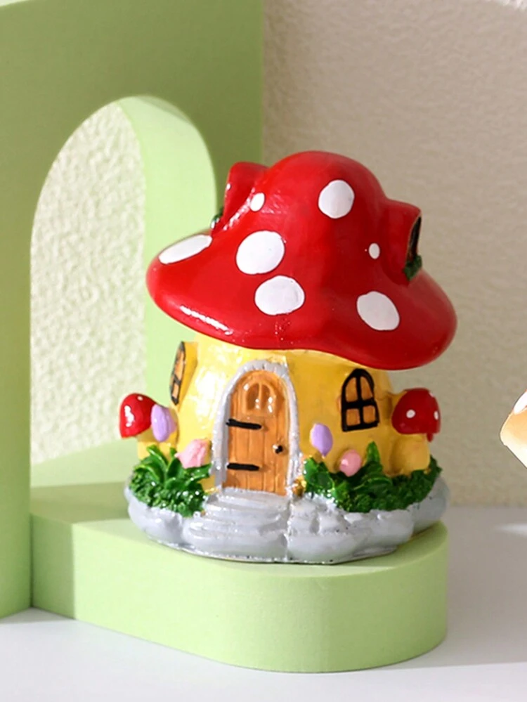 1 Peça Decoração De Resina De Casa De Cogumelo De Desenho Animado Criativo - Multicolorido - Ver 2