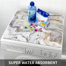 1pc Marble Pattern Washing Machine Dust Cover,Countertop Absorbent Table Mat,Absorbent & Quick-Dry Fridge Mat, Microwave Oven Dust Cover,Soft Diatom Mud Drainage Pad,Non-Slip Super Absorbent And Wear-Resistant Dish-Washing Dry Pad,19.7*23.6 Inch Modern Washing Machine & Dryer Top Cover,Suitable For Laundry Room And Kitchen,Bag,Organizer,Storage
