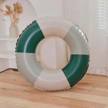 1pc Inflatable Green Striped Pvc Floating Swimming Ring For Pool, Beach - Green - View 6