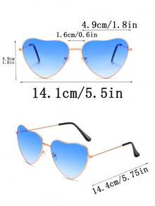 2副复古金属心形时尚眼镜，适合青少年，完美的情人节礼物 - 彩色 - 查看 5