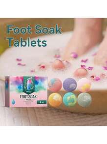 1盒/6入玫瑰油海鹽泡腳球,滋潤、修復、去角質、排毒、磨砂、清潔足部 - 彩色 - 查看 8