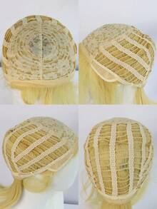 中長直髮金色馬尾和劉海合成假髮,女性角色扮演假髮萬聖節派對化妝舞會假髮動漫迷假髮女性禮物日常用途熱阻直髮金色馬尾假髮和夾在馬尾辮上的劉海和配件及1件假髮帽（3件套：1個假髮+1個夾在馬尾辮上的假髮+1個假髮帽） - 金色 - 查看 10