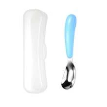 Stainless Steel Deepened Children's Spoon For Baby Feeding, Portable Cutlery Set With Storage Box For Kindergarten - Blue - View 8