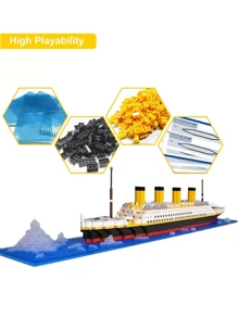 Weihnachtsdekoration Luxuriöses klassisches Kreuzfahrtschiff Modell Bausteinsatz, 3D-Miniatur DIY-Spielzeug, kreative Stresslinderung Schreibtisch Dekoration, Geburtstagsgeschenk - 1 Stück Raumdekoration, Miniaturdinge, Schiffsspielzeug, Weihnachtsminiatur, Modellbau, Kreuzfahrtschiff Modell