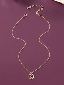 新款流行時尚個性化字母吊墜項鍊,適用於女士 - 金黃色 - 查看 3