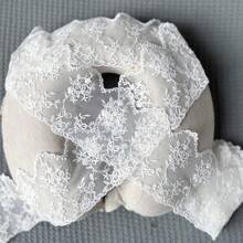 1碼白色花卉刺繡可溶性蕾絲邊裝飾蘿莉塔服飾,10cm寬 - 白色 - 查看 4