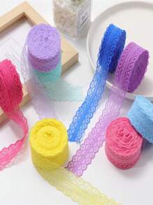 25 Yards/Roll 3cm Wide Lace Ribbon With Floral Pattern For Bouquet, Gift Box Diy Packing, Hair Accessory, Clothing, Crafts, Toy, Apparel Accessories