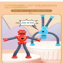 Purple Children's Robot Toy, Stretchable, With Suction Cups, Educational, Stress-Relieving, Creative Deformation, Birthday Gift - Purple - View 6