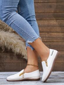 2024 Spring New Arrival European And American Style Slip-On Women's Fashion Zipper Casual Sneakers