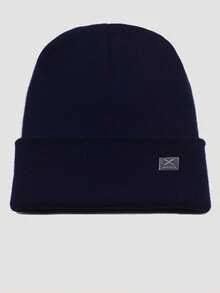 1頂男士純色時尚舒適針織帽,戶外保暖防風運動單車針織帽帶金屬扣,雙層休閒帽日常佩戴 - 彩色 - 查看 11