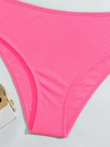 Tween Girl Detachable Padding Pink Two-Piece Bikini Set Summer Beach - Pink - View 5