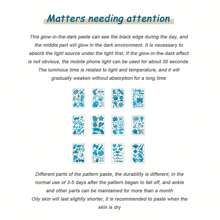 12pcs/Set Blue Glow-In-The Dark Tattoo Sticker Nightclub Bar Music Festival Rave Party Tattoo Sticker Fluorescent Note Glow Sticker - Blue - View 4