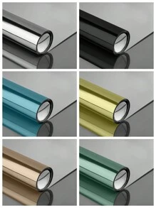 1捲多種尺寸和款式可用的pet銀色自粘窗戶膜,反射熱控防窺窗戶覆蓋物,適用於辦公室、倉庫、客廳、臥室、廚房、浴室、滑動玻璃門,聖誕節和其他節日裝飾 - 黑色 - 查看 2