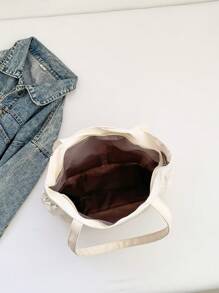 Túi đeo vai và đeo chéo thời trang với thiết kế khối màu dành cho nữ Túi đi học và đi thực hành có sức chứa lớn (Khóa kéo; Có lớp lót; Thích hợp để mua sắm và siêu thị; Đủ lớn để đựng điện thoại, ví, mỹ phẩm và các vật dụng thiết yếu cho phụ nữ; Tuyệt vời cho phụ nữ trẻ và trung niên), Túi tote cho học sinh, Nhiều ngăn, Hoàn hảo cho bãi biển, trường học, công việc và sử dụng hàng ngày - trắng - Xem 6