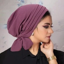 4pcs/Set Women's Elegant Solid Color Headband With Twist And Bow, Turban Hat Fashionable Cap For Spring And Autumn Bonnet Hair Bonnet Turban Sleep Bonnet - Multicolor - View 11