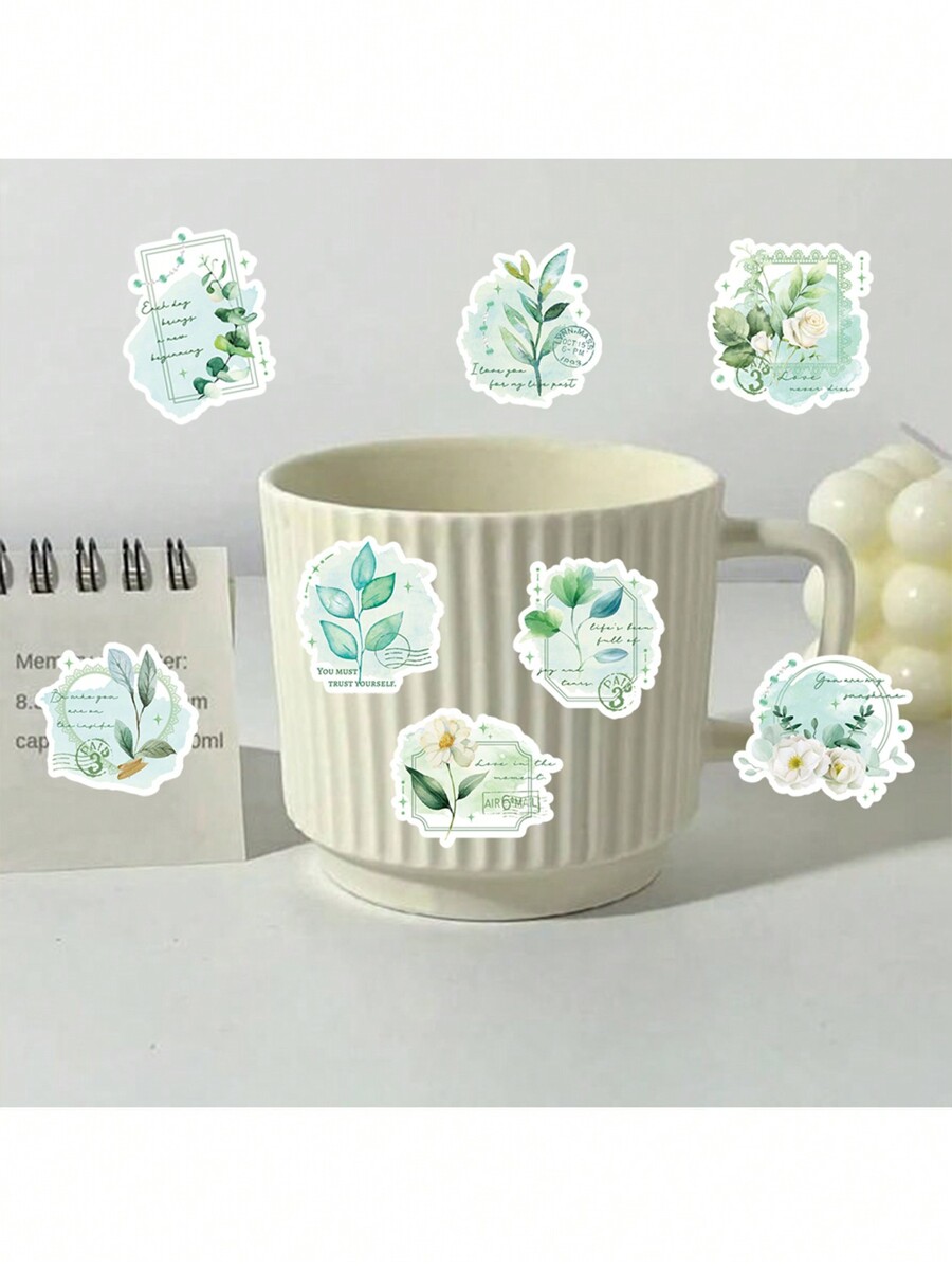30pcs-green-leaf-stickers-spring-breath-beautiful-retro-flowers