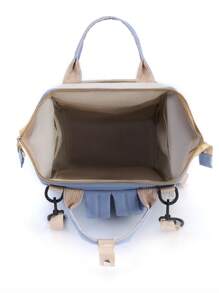 1入組小號牛津升級布料尿布袋,帶奶瓶裝飾,大容量＆拉鍊,適用於日常使用 - 彩色 - 查看 6