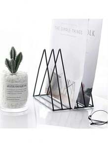 1pc File Storage Rack, Triangle File Folder & Magazine Holder, Black Magazine Rack, Simple & Multifunctional File Bag Holder, Desktop File Classification Organizer, Suitable For Office & School Document Storage - Black - View 1