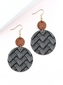 1 đôi bông tai hình tròn họa tiết sọc thời trang dành cho nữ để trang trí hàng ngày - Nhiều màu - Xem 8