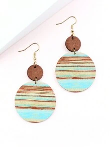 1 đôi bông tai hình tròn họa tiết sọc thời trang dành cho nữ để trang trí hàng ngày - Nhiều màu - Xem 2