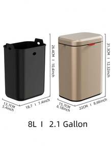 2.1加侖/8l帶有蓋子和內刷的廚房堆肥桶,帶有可拆卸內刷的不鏽鋼掛式垃圾桶 - 香檳色 - 查看 2