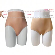女士拳擊手短褲內褲硅膠柔軟臀部推起假臀部增強臀部100％矽膠內褲自豪 - 米色 - 查看 6