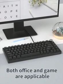 Ajazz Ak820 Gaming Mechanical Keyboard 82 Keys Wired Limited Gaming Keyboard For PC Laptops - Black - View 3