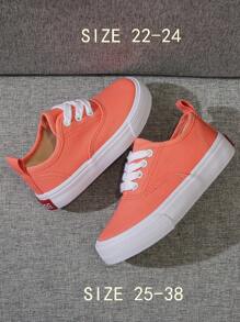OPOEE 兒童帆布鞋,韓風春秋款,簡約時尚低幫運動鞋帶休閒鞋,經典百搭滑板鞋 - 粉色 - 查看 6