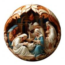 Nuevo Llegada Navidad 3d Colgante De Acrílico Con Escena De La Natividad De Jesús Para Autos, Para Bendiciones - Negro - Ver 4