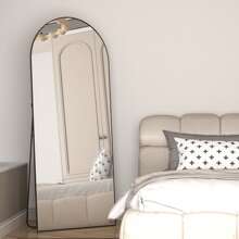 CASSILANDO Full Length Mirror 65"*24" Floor Mirror, Standing Mirror Smooth Arched Top Mirror, Large Arched Mirror, Bedroom Living Room Wall Mirror, Black,Gold - 黑色 - 查看 2
